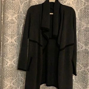 Tahari sweater/cardigan gray with black trim
